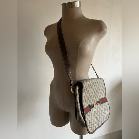 Vintage 70s Gucci Horsebit Print Flap Shoulder Bag - Picture 16 of 16